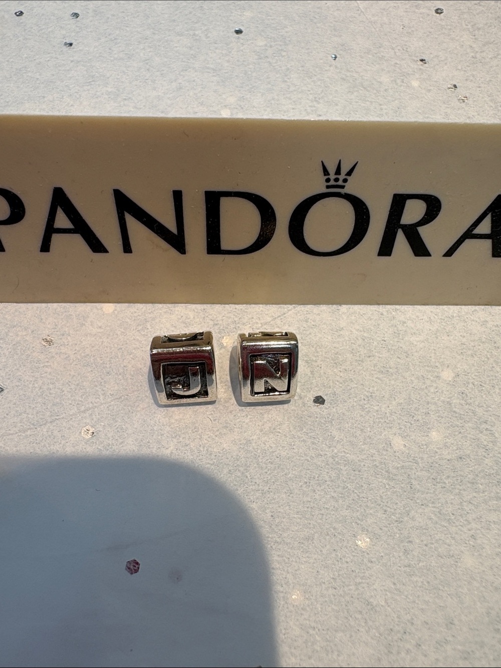 Pandora Silver Initial 'J' or  'N' Clip Charms